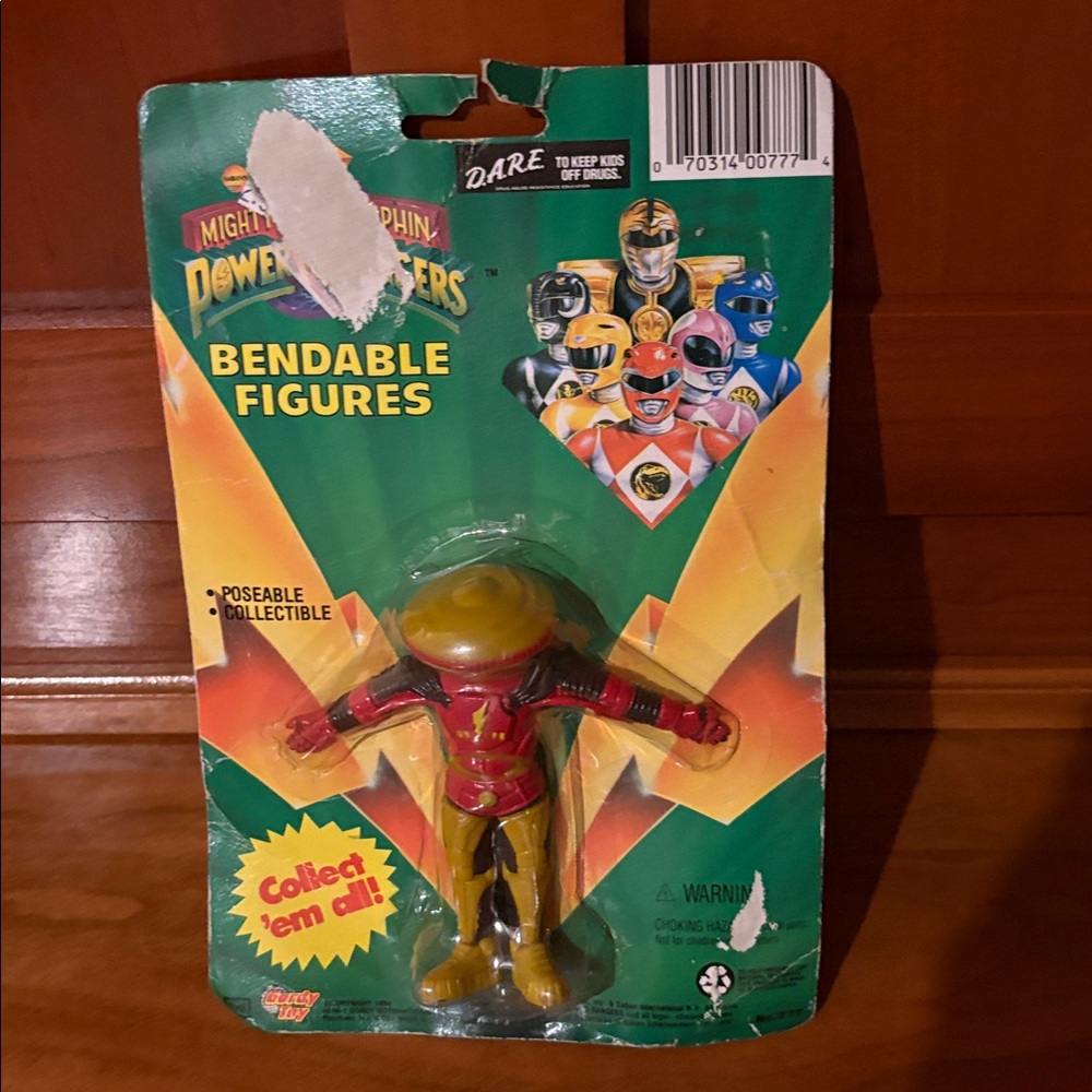Red Mighty Morphin Power Ranger Bendable Figure - Red & Yellow
